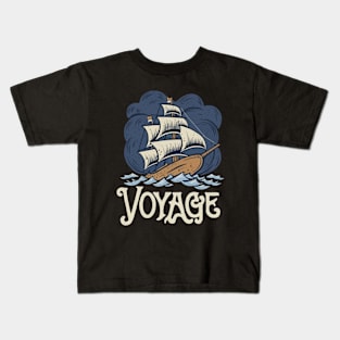 Ship Sailing Through The Deep Blue Sea Storm Kids T-Shirt